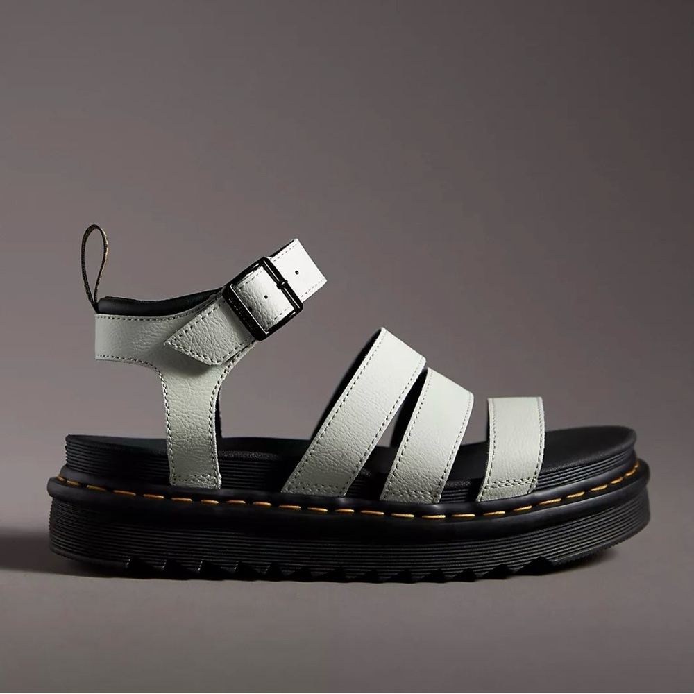 Dr. Martens White Leather Platform Gladiator Sandals